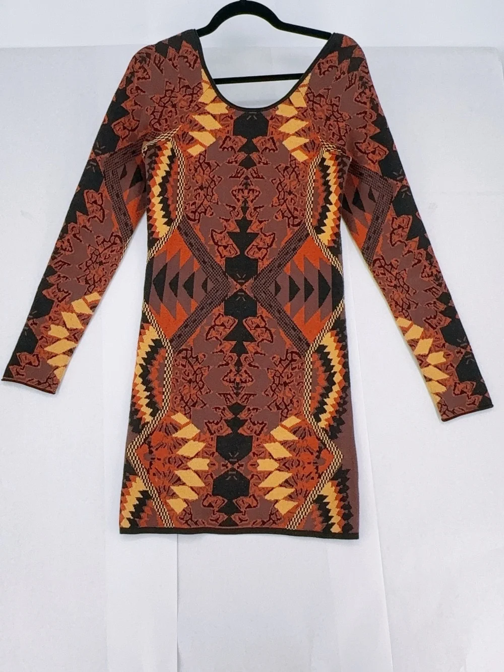 Free People rust purple HUNTRESS OF A MAN sweater knit low back dress size M - Picture 2 of 9